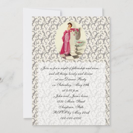 Retro 1950s Dinner Party Kaart (Achterkant)