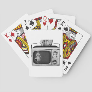 Retro 1950s Draagbare TV Mid-Century Pokerkaarten