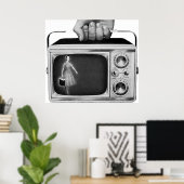 Retro 1950s Draagbare TV Mid-Century Poster (Thuiskantoor)