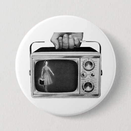 Retro 1950s Draagbare TV Mid-Century Ronde Button 7,6 Cm (Voorkant)