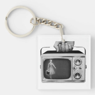 Retro 1950s Draagbare TV Mid-Century Sleutelhanger