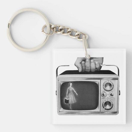Retro 1950s Draagbare TV Mid-Century Sleutelhanger (Voorkant)