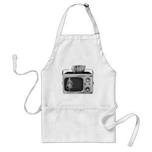 Retro 1950s Draagbare TV Mid-Century Standaard Schort