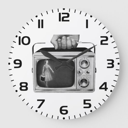 Retro 1950s Draagbare TV Midden-Eeuw Grote Klok (Voorkant)