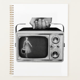 Retro 1950s Draagbare TV Midden-Eeuw Planner
