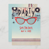 Retro  1950's Fifties Party Save the Date Aankondigingskaart (Voorkant / Achterkant)