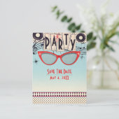 Retro  1950's Fifties Party Save the Date Aankondigingskaart (Staand voorkant)