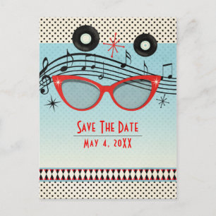 Retro  1950's Fifties Party Save the Date Aankondigingskaart