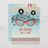 Retro  1950's Fifties Party Save the Date Aankondigingskaart (Voorkant / Achterkant)