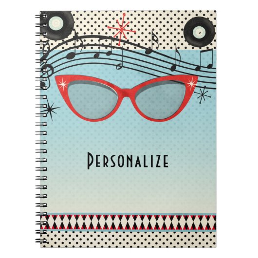 Retro  1950's Fifties Red Cat Eye Glasses Notitieboek (Voorkant)