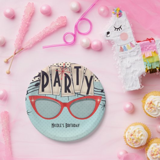 Retro  1950's Fifties Verjaardagsfeestje Custom Papieren Bordje (Feest)