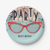 Retro  1950's Fifties Verjaardagsfeestje Custom Papieren Bordje (Voorkant)