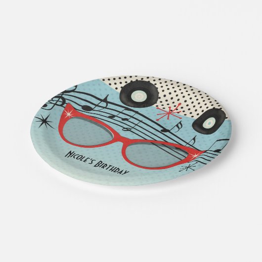 Retro 1950's Fifties Verjaardagsfeestje Custom Papieren Bordje (Gekanteld)