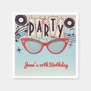 Retro 1950's Fifties Verjaardagsfeestje Custom Servet