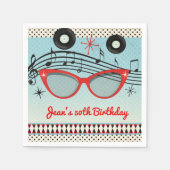 Retro 1950's Fifties Verjaardagsfeestje Custom Servetten (Voorkant)