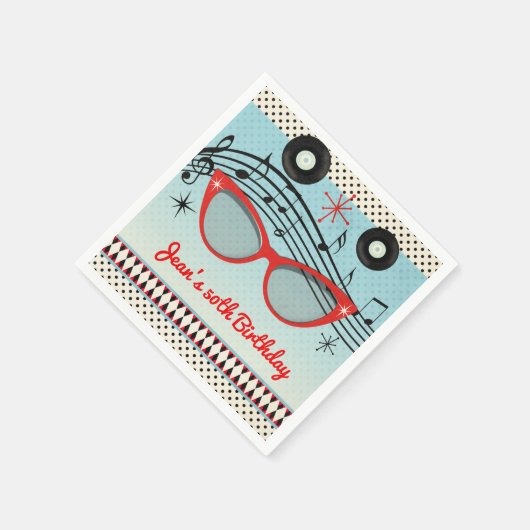 Retro 1950's Fifties Verjaardagsfeestje Custom Servetten (Hoek)