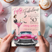 Retro 1950's Fifty & Fabulous Glam 50th Birthday Kaart