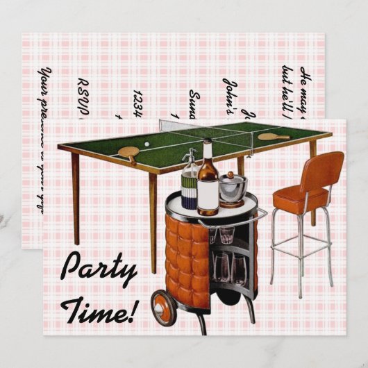 Retro 1950s Fun and Games Birthday Kaart (Voorkant / Achterkant)