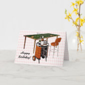 Retro 1950s Fun and Games Birthday Kaart (Gele Bloem)