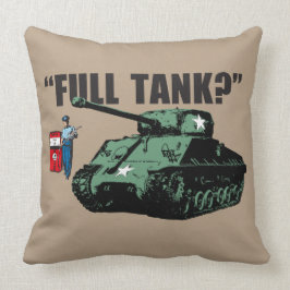 Retro 1950s gasstation bediende: "Volledige tank?" Kussen