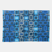 Retro 1950s Geometric Pattern Blue Theedoek (Horizontaal)