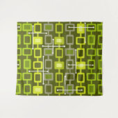 Retro 1950s Geometric Pattern Chartreuse Wandkleed (Voorkant (horizontaal))