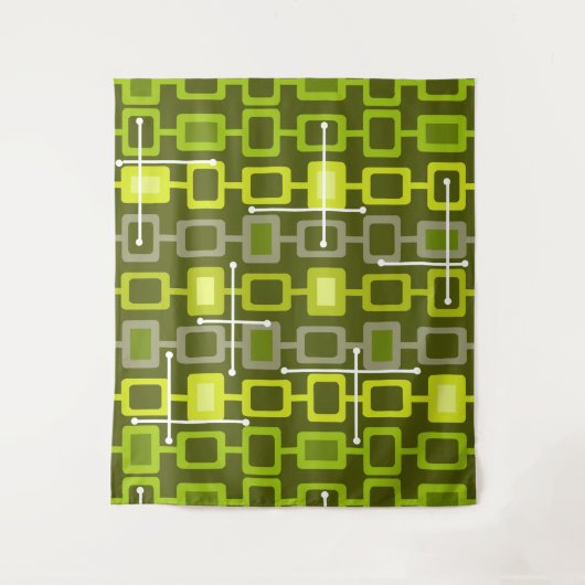 Retro 1950s Geometric Pattern Chartreuse Wandkleed (Voorkant)
