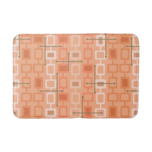 Retro 1950s Geometric Pattern Orange Badmat (Voorkant)