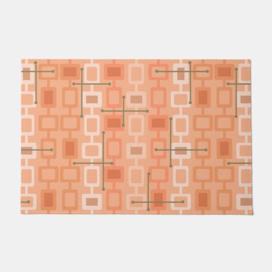 Retro 1950s Geometric Pattern Oranje Deurmat (Voorkant)