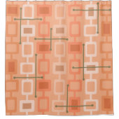 Retro 1950s Geometric Pattern Oranje Douchegordijn (Voorkant)