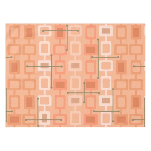 Retro 1950s Geometric Pattern Oranje Tafelkleed (Voorkant (Horizontaal))
