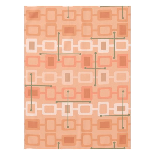 Retro 1950s Geometric Pattern Oranje Tafelkleed (Voorkant)