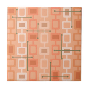 Retro 1950s Geometric Pattern Oranje Tegeltje
