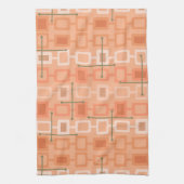 Retro 1950s Geometric Pattern Oranje Theedoek (Verticaal)