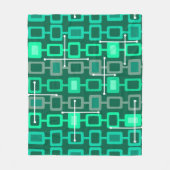 Retro 1950s Geometric Pattern Turquoise Fleece Deken (Voorkant)
