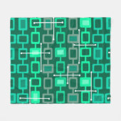 Retro 1950s Geometric Pattern Turquoise Fleece Deken (Voorkant (Horizontaal))