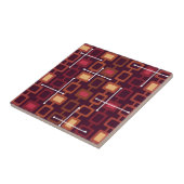 Retro 1950s Geometrisch Patroon Burgundy Tegeltje (Zijkant)