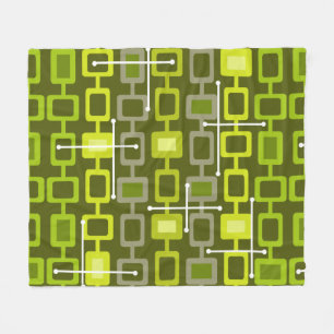 Retro 1950s Geometrisch Patroonpatroon Chartreuse Fleece Deken