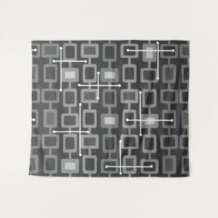 Retro 1950s Geometrische Patroongrijs Wandkleed
