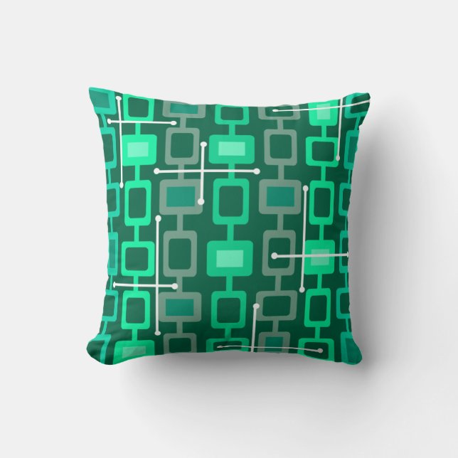 Retro 1950s Geometrische Patroonturquoise Kussen (Voorkant)