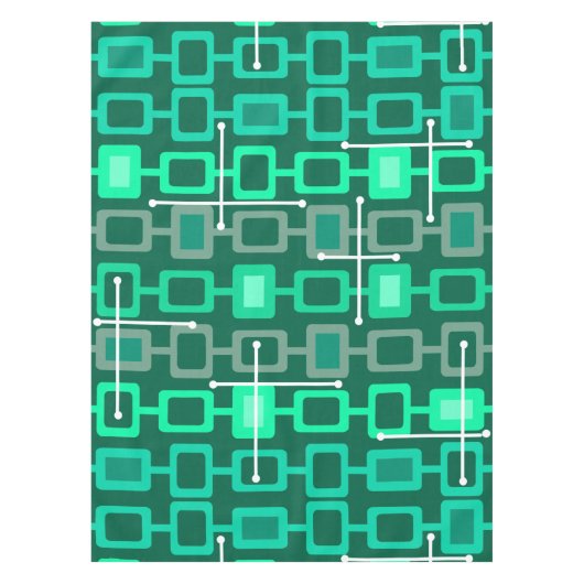 Retro 1950s Geometrische Patroonturquoise Tafelkleed (Voorkant)