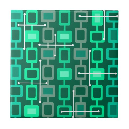 Retro 1950s Geometrische Patroonturquoise Tegeltje (Voorkant)