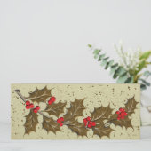 Retro 1950's Holly-kerstkaart Feestdagenkaart (Staand voorkant)