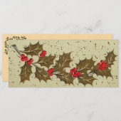 Retro 1950's Holly-kerstkaart Feestdagenkaart (Voorkant / Achterkant)
