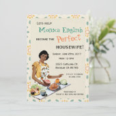 Retro 1950's Houseechtgenote Bridal Shower Invitat Kaart (Staand voorkant)