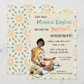 Retro 1950's Houseechtgenote Bridal Shower Invitat Kaart (Voorkant / Achterkant)