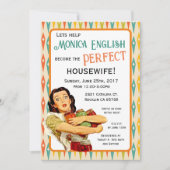 Retro 1950's Houseechtgenote Bridal Shower Invitat Kaart (Voorkant)