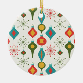 Retro 1950s kerstballenpatroon kerstdecoratie keramisch ornament