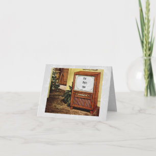 Retro 1950s kersttelevisie feestdagen kaart