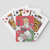 Retro 1950s kerstwinkelfeestdag pokerkaarten (Achterkant)